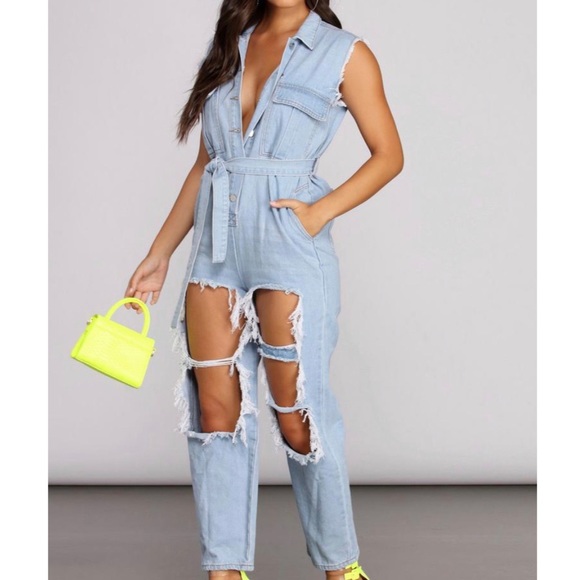 Windsor Ready To Shred Denim Jumpsuit - Picture 1 of 7